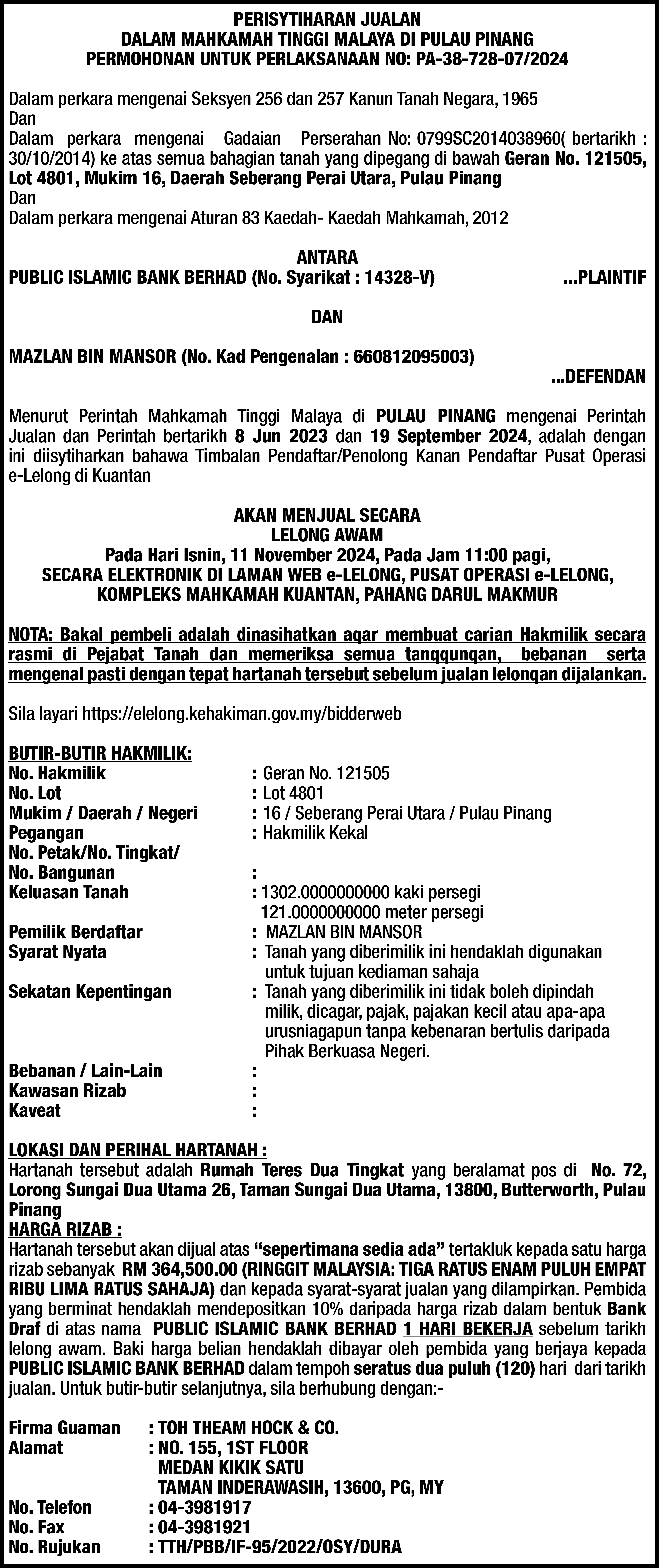 TOH THEAM HOCK & CO (PERAI)