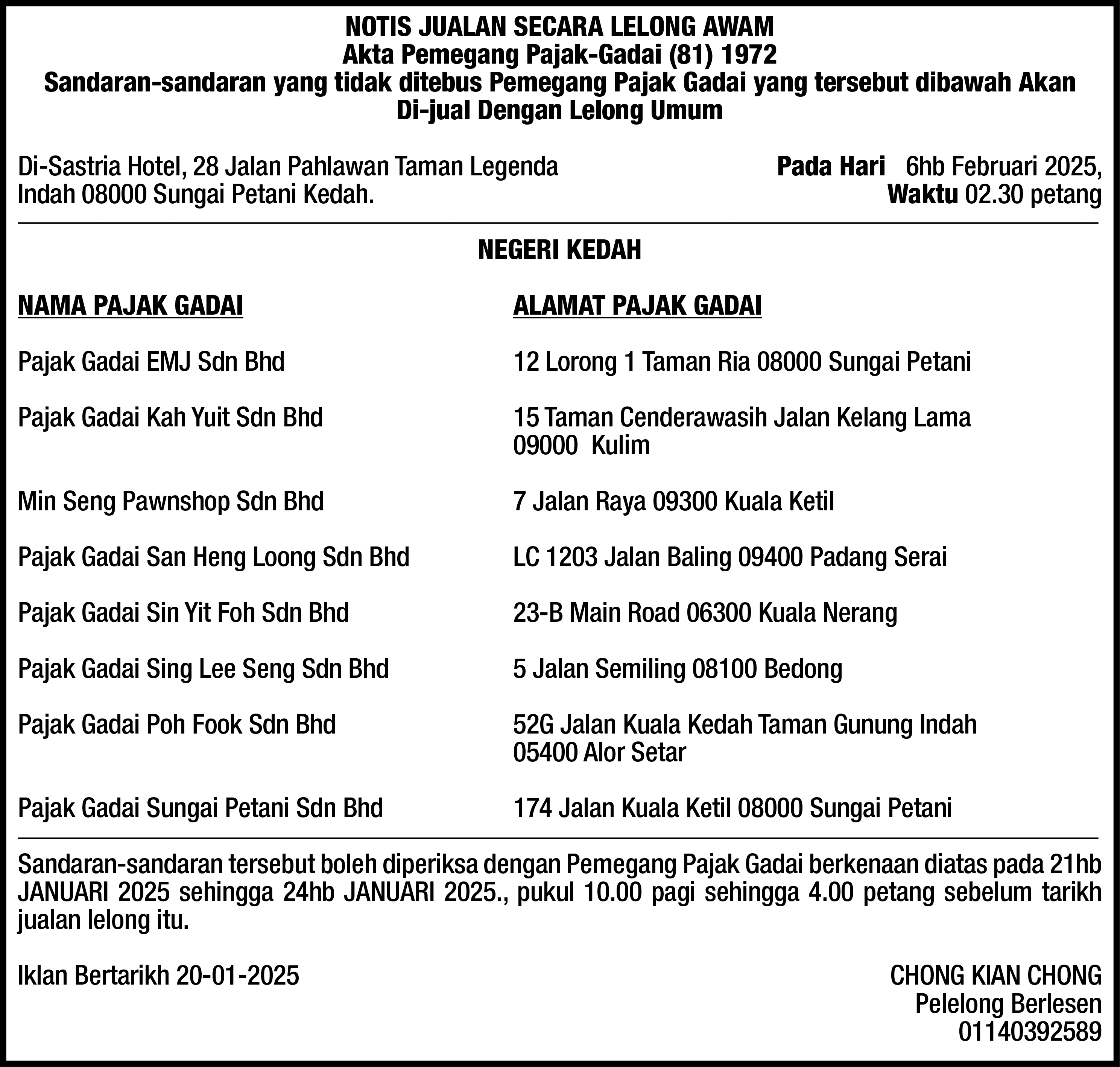CKC AUCTIONEER SDN BHD