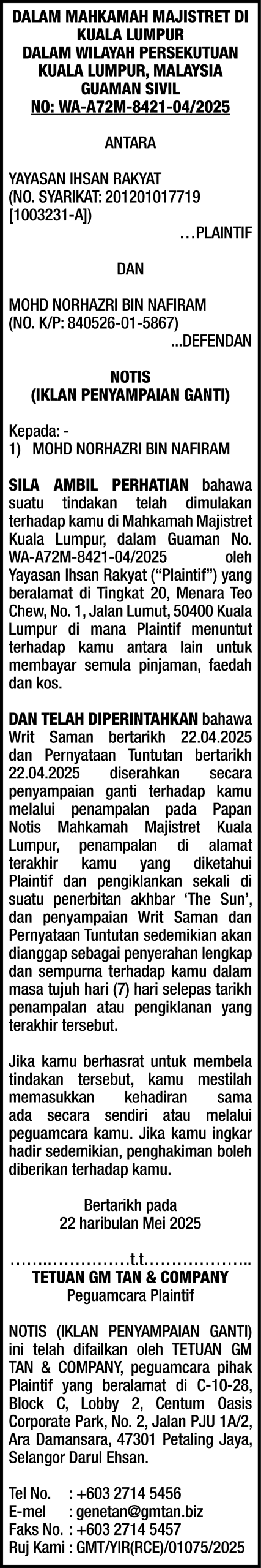 GM TAN & COMPANY