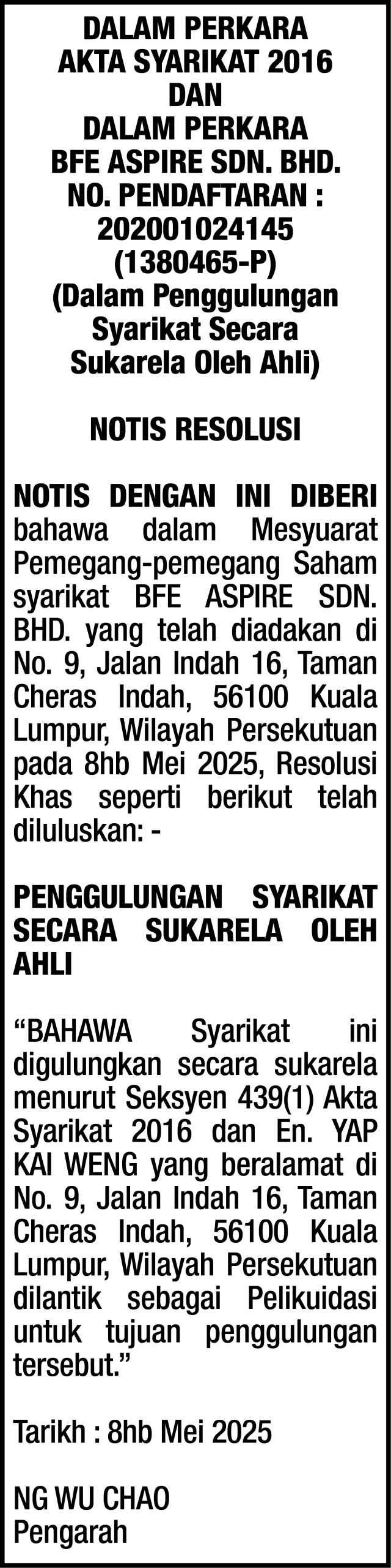 KW YAP CORPORATE SERVICES SDN BHD