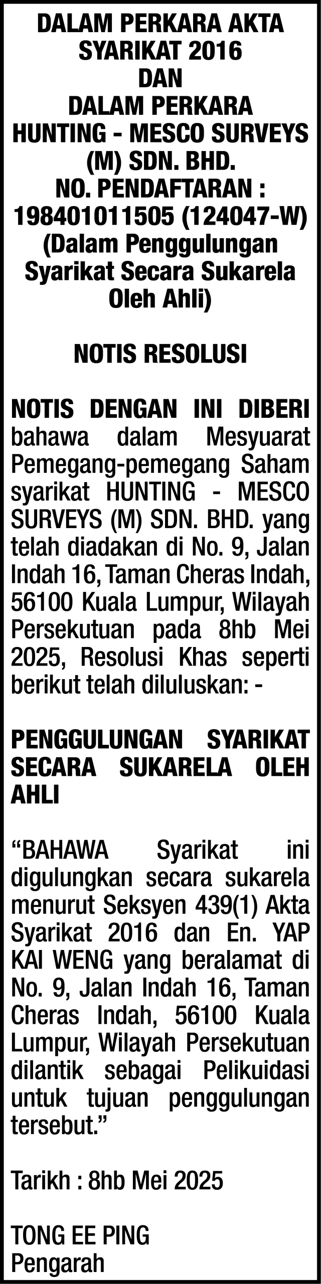 KW YAP CORPORATE SERVICES SDN BHD
