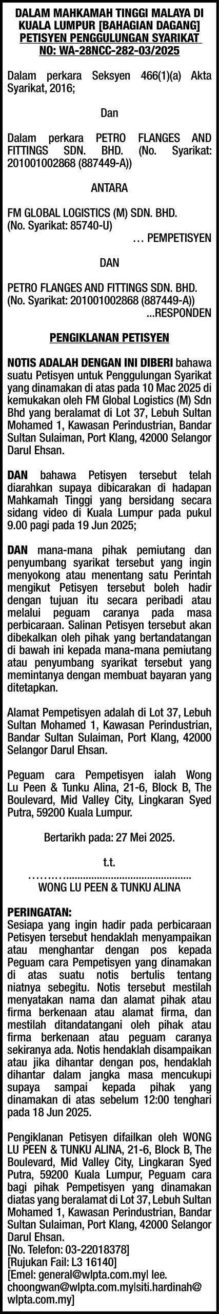 WONG LU PEEN & TUNKU ALINA