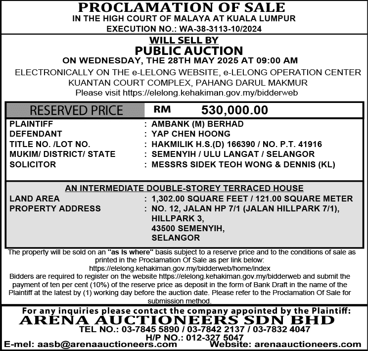 ARENA AUCTIONEERS SDN BHD.