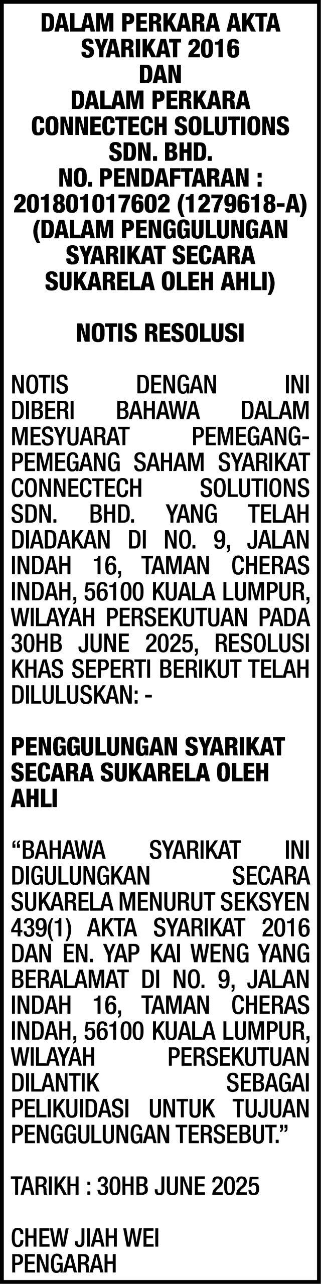 CONNECTECH SOLUTIONS SDN BHD