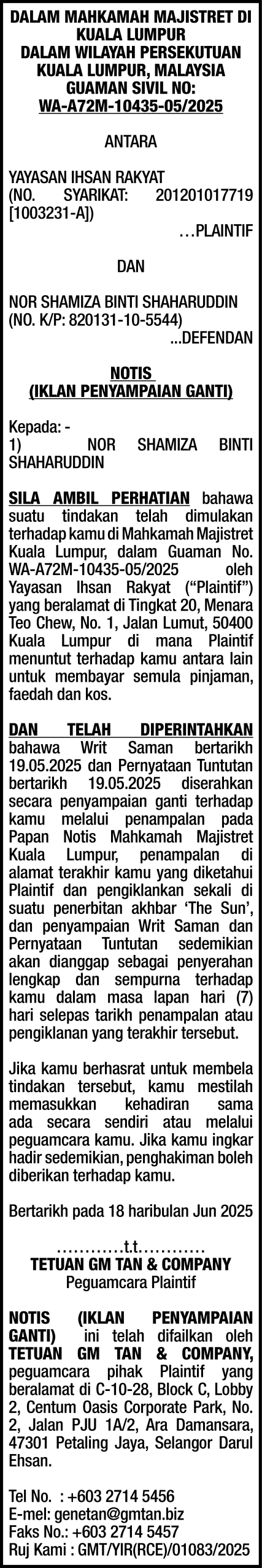 GM TAN & COMPANY