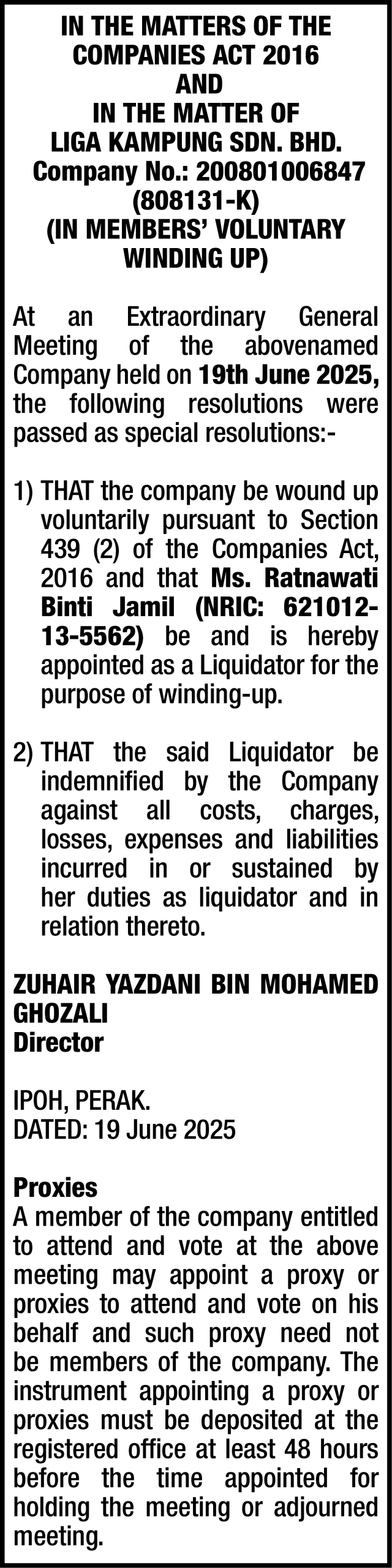 H. I. CORPORATE SERVICES (IPOH) SDN BHD