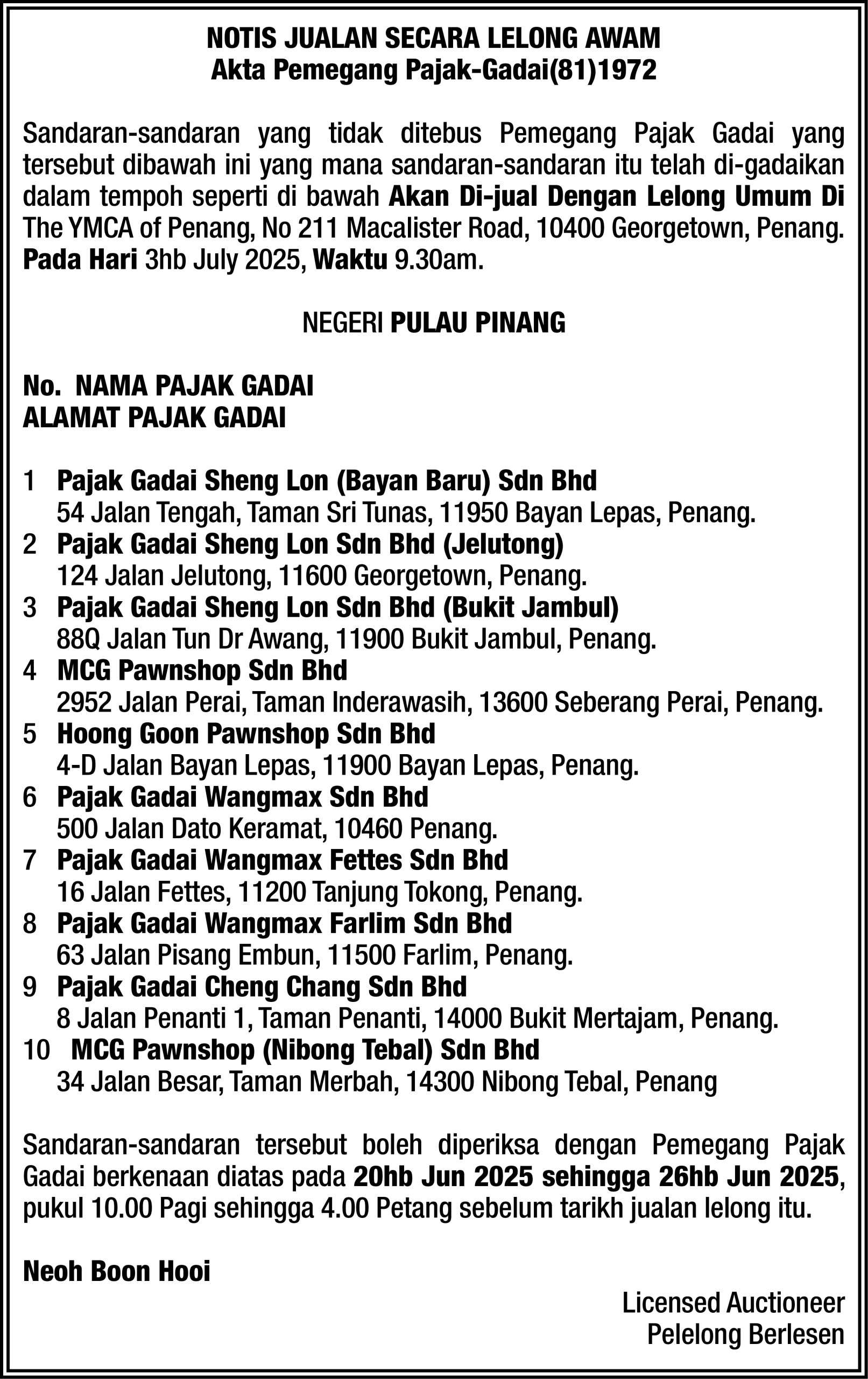 HMS AUCTIONS SDN BHD