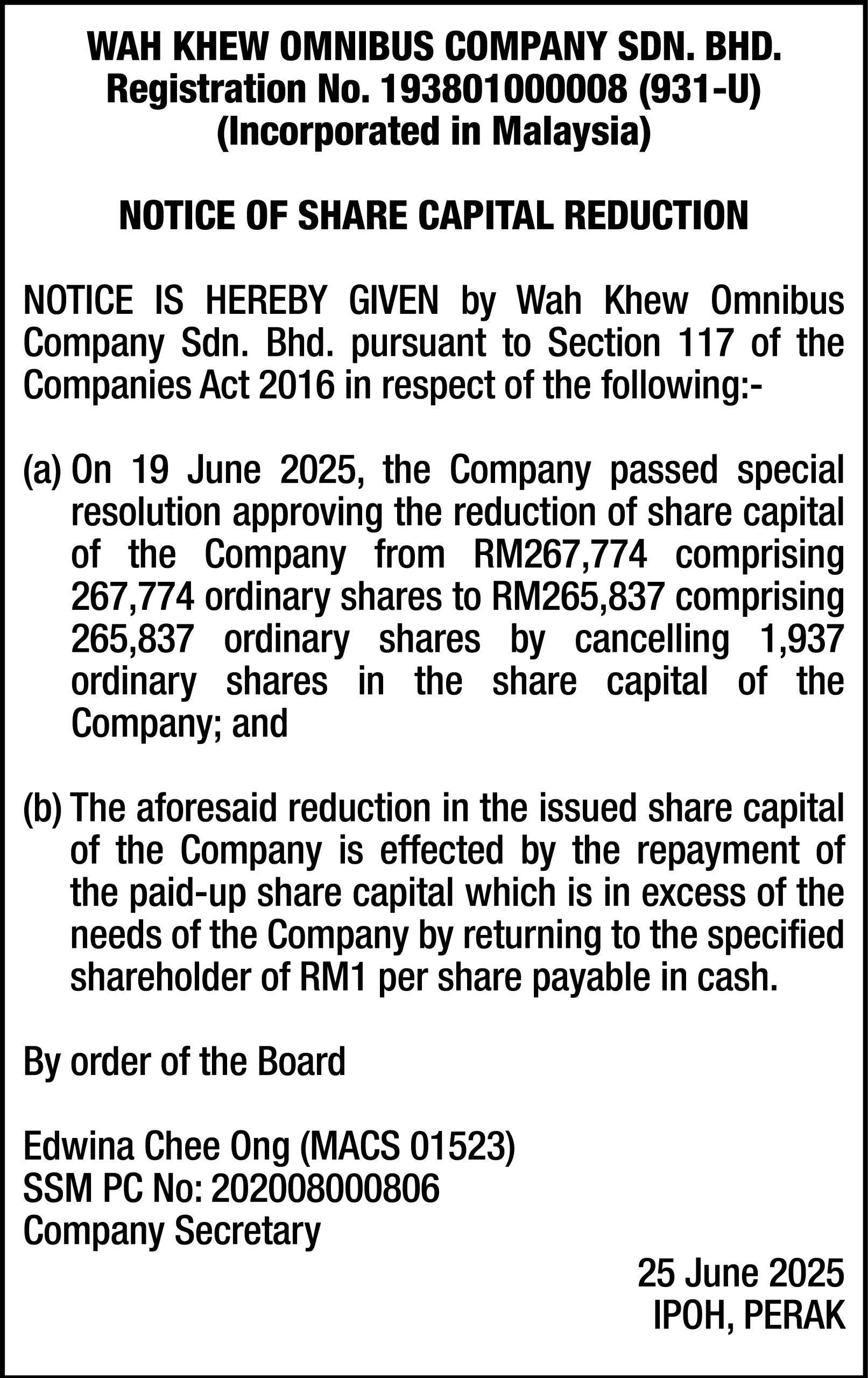 WAH KHEW OMNIBUS CO SDN BHD