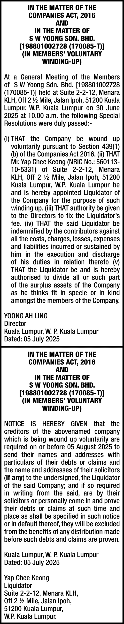 CK FORMATION SDN BHD