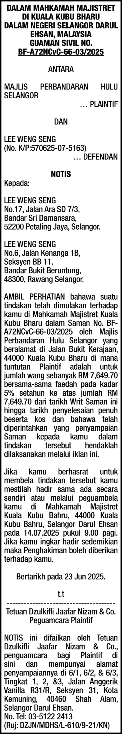 DZULKIFLI JAAFAR NIZAM & CO