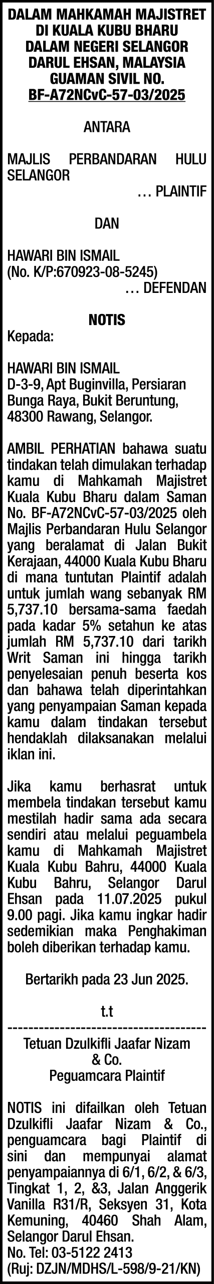 DZULKIFLI JAAFAR NIZAM & CO