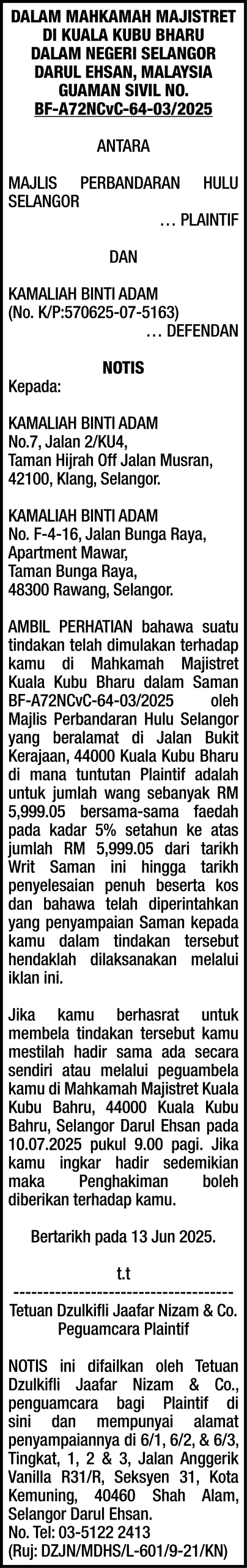 DZULKIFLI JAAFAR NIZAM & CO