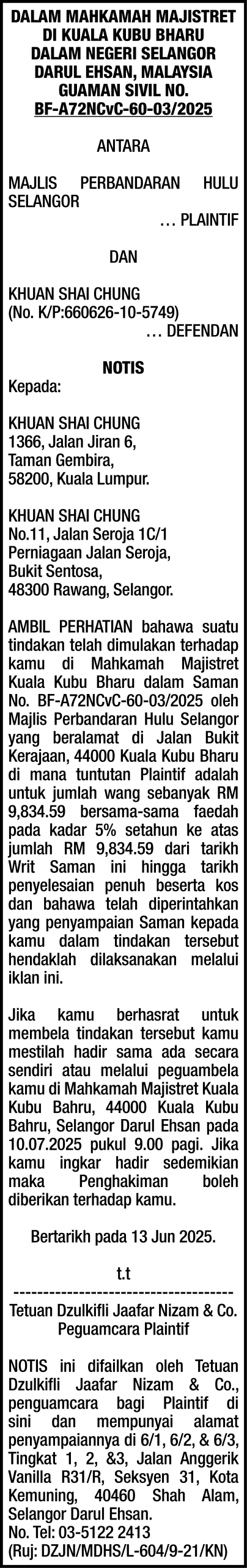 DZULKIFLI JAAFAR NIZAM & CO