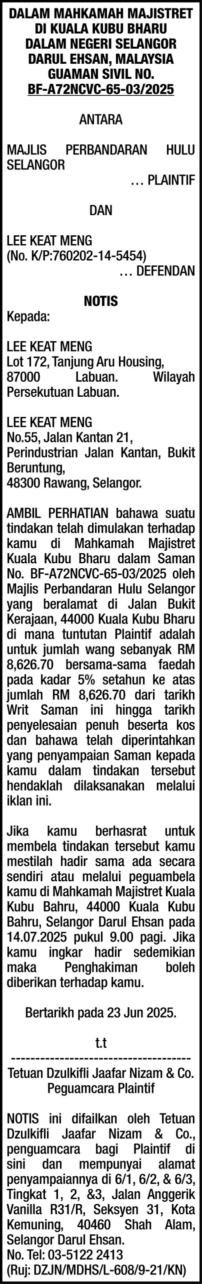 DZULKIFLI JAAFAR NIZAM & CO