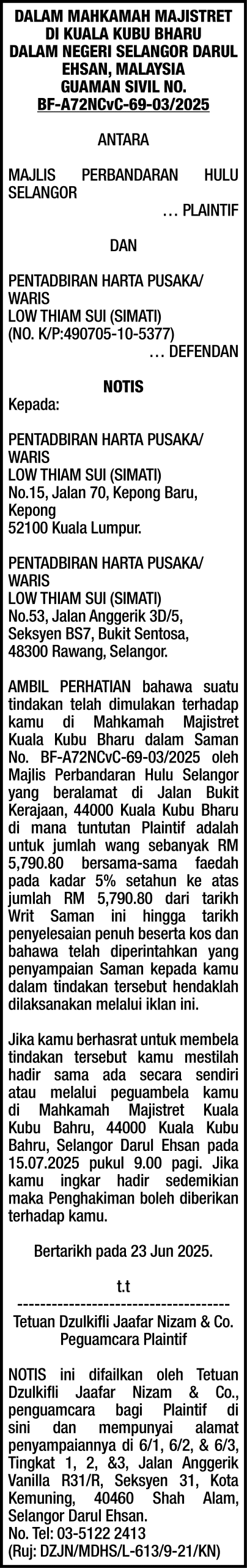 DZULKIFLI JAAFAR NIZAM & CO