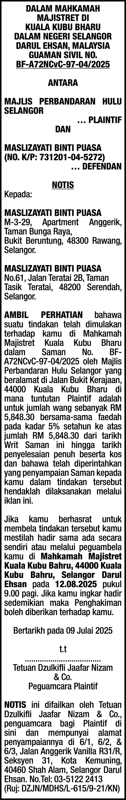 DZULKIFLI JAAFAR NIZAM & CO