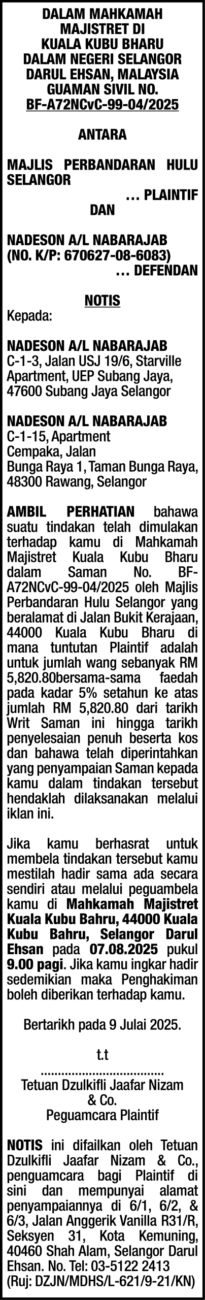 DZULKIFLI JAAFAR NIZAM & CO