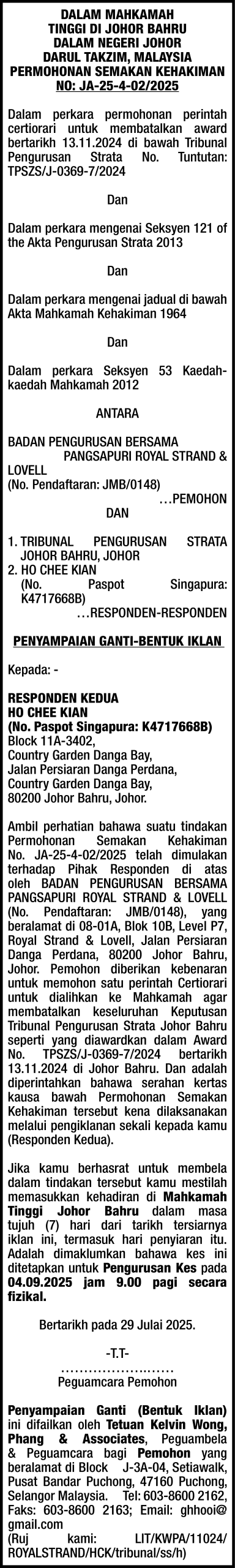 KELVIN WONG, PHANG & ASSOCIATES