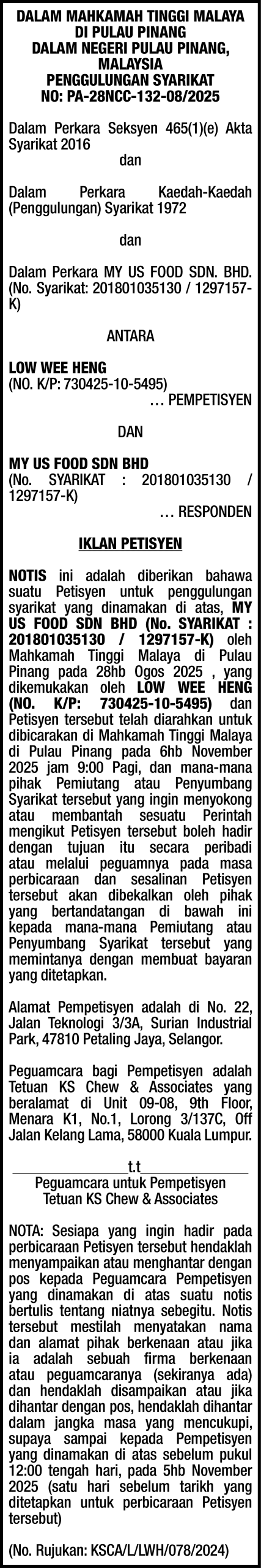 KS CHEW & ASSOCIATES