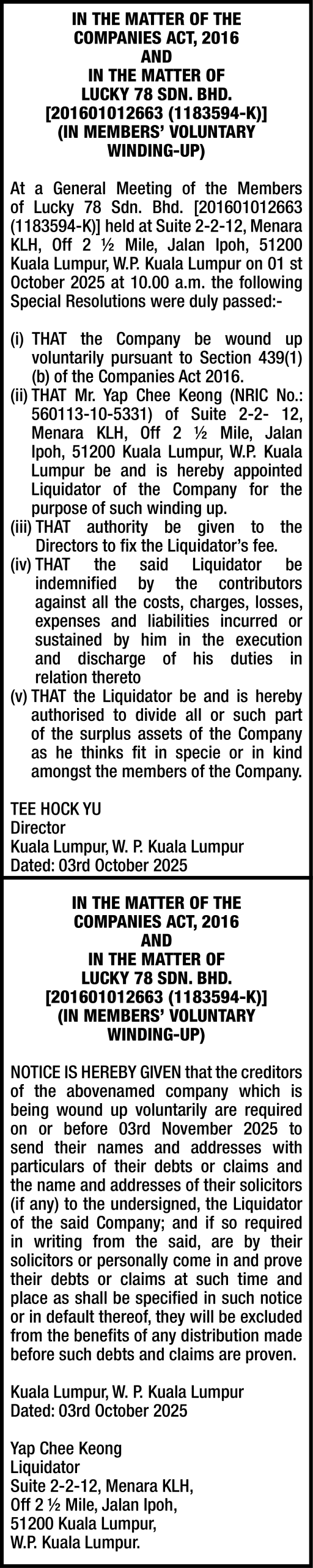 CK FORMATION SDN BHD