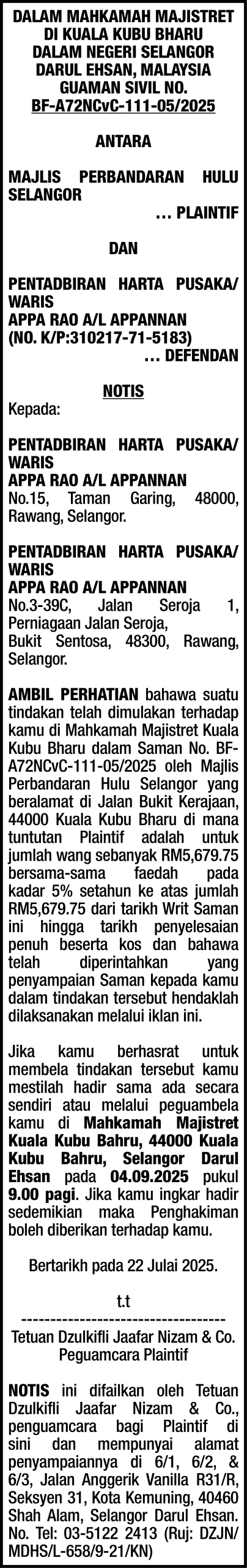 DZULKIFLI JAAFAR NIZAM & CO