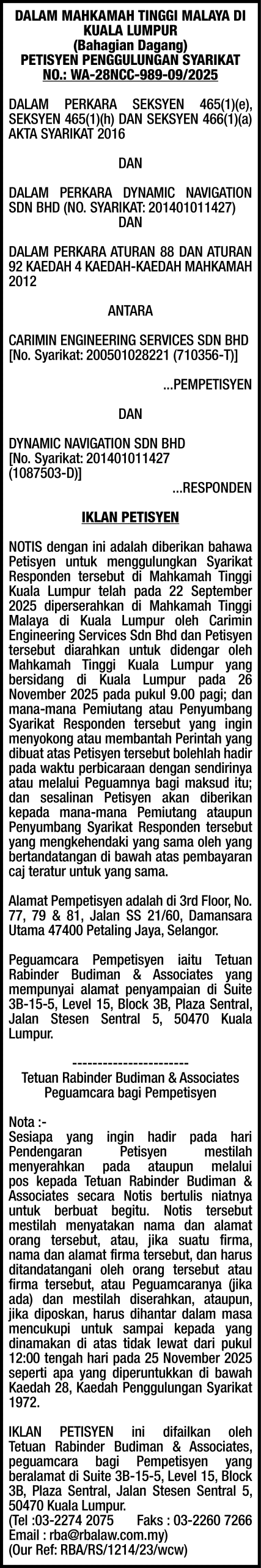 RABINDER BUDIMAN & ASSOCIATES